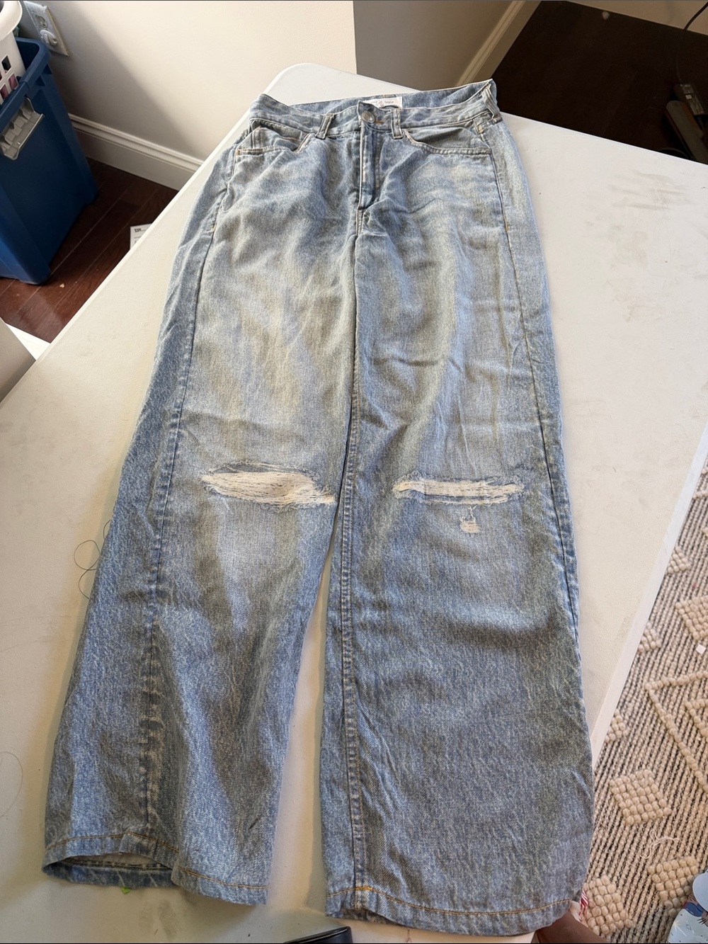 rag & bone Light Blue Distressed Boyfriend Jeans